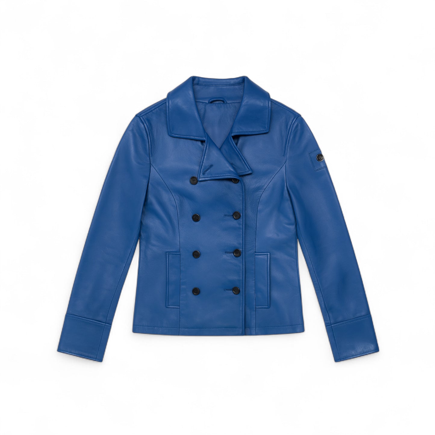Azure Peacoat Leather Jacket