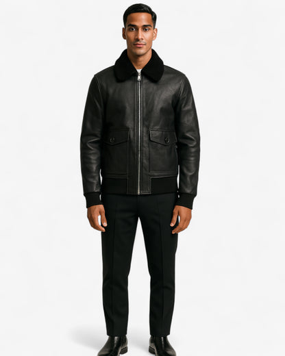 Aviator Bomber Leather Jacket