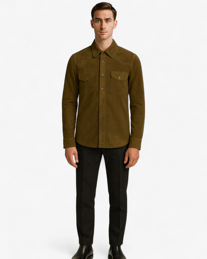Sage Suede Shirt Jacket