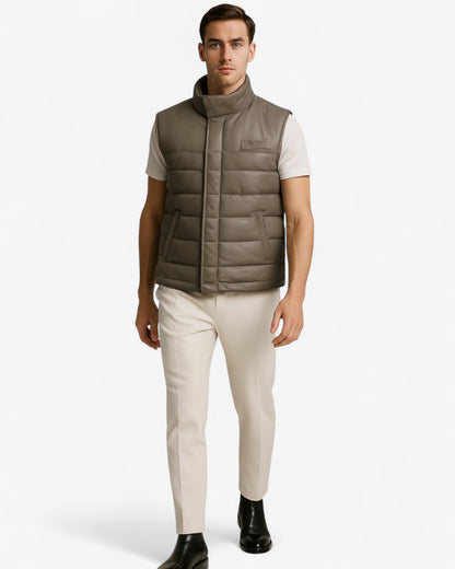 Puffer Leather Vest